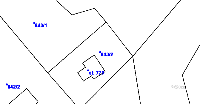Parcela st. 843/2 v KÚ Hejnice, Katastrální mapa
