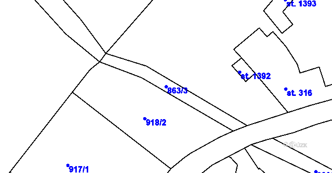 Parcela st. 863/3 v KÚ Hejnice, Katastrální mapa
