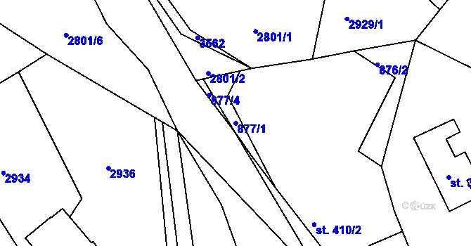 Parcela st. 877/1 v KÚ Hejnice, Katastrální mapa