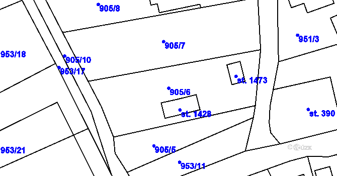 Parcela st. 905/6 v KÚ Hejnice, Katastrální mapa