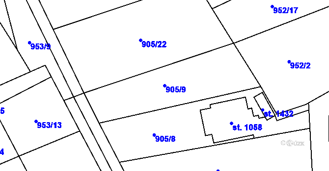 Parcela st. 905/9 v KÚ Hejnice, Katastrální mapa