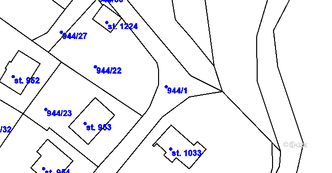 Parcela st. 944/1 v KÚ Hejnice, Katastrální mapa