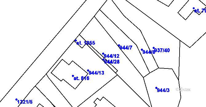 Parcela st. 944/12 v KÚ Hejnice, Katastrální mapa