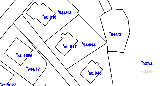 Parcela st. 944/14 v KÚ Hejnice, Katastrální mapa