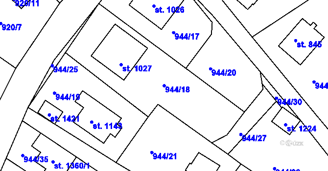 Parcela st. 944/18 v KÚ Hejnice, Katastrální mapa