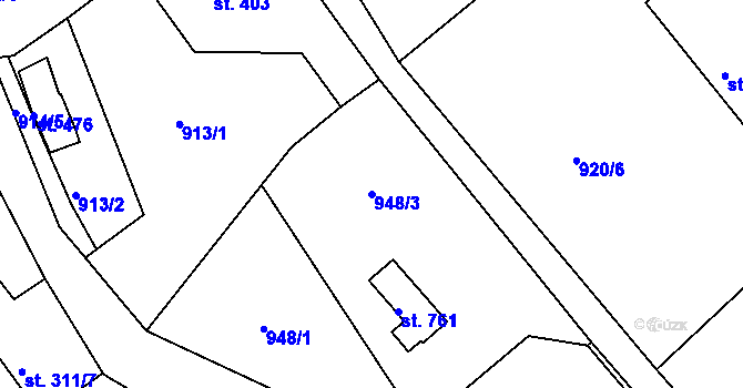 Parcela st. 948/3 v KÚ Hejnice, Katastrální mapa