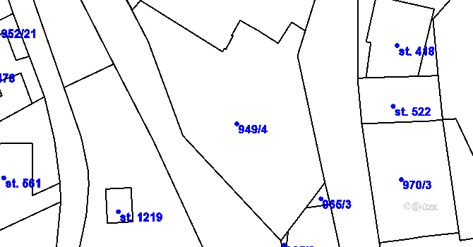Parcela st. 949/4 v KÚ Hejnice, Katastrální mapa