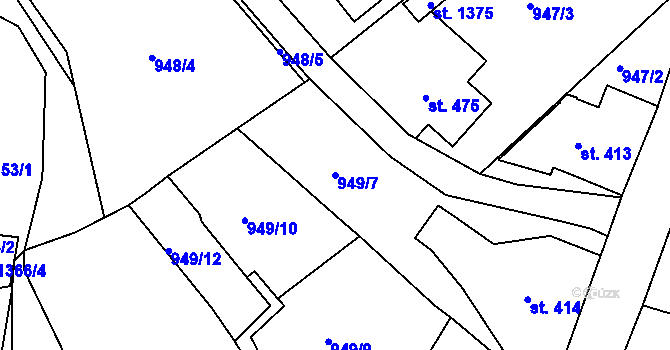 Parcela st. 949/7 v KÚ Hejnice, Katastrální mapa