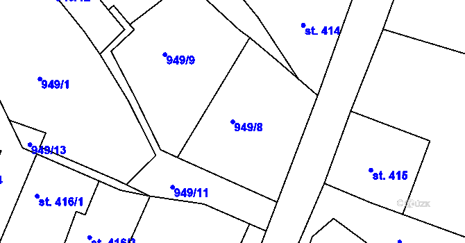Parcela st. 949/8 v KÚ Hejnice, Katastrální mapa