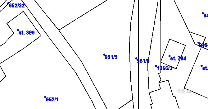 Parcela st. 951/5 v KÚ Hejnice, Katastrální mapa