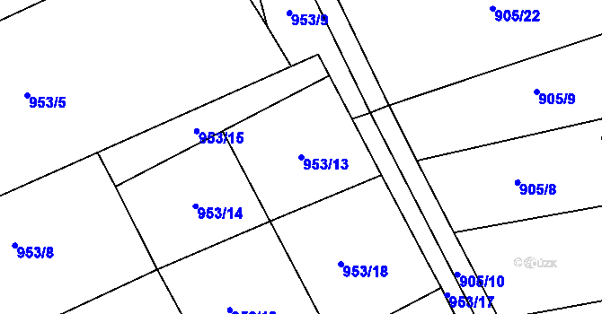 Parcela st. 953/13 v KÚ Hejnice, Katastrální mapa
