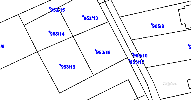 Parcela st. 953/18 v KÚ Hejnice, Katastrální mapa