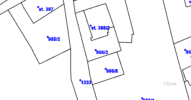 Parcela st. 956/3 v KÚ Hejnice, Katastrální mapa