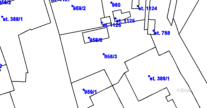 Parcela st. 958/3 v KÚ Hejnice, Katastrální mapa