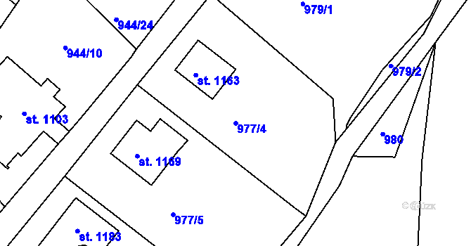 Parcela st. 977/4 v KÚ Hejnice, Katastrální mapa