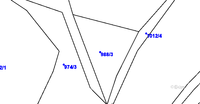 Parcela st. 988/3 v KÚ Hejnice, Katastrální mapa