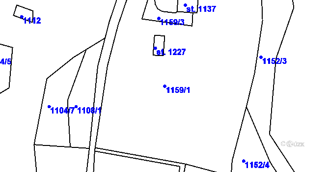 Parcela st. 1159/1 v KÚ Hejnice, Katastrální mapa