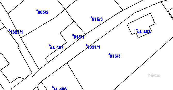 Parcela st. 1321/1 v KÚ Hejnice, Katastrální mapa
