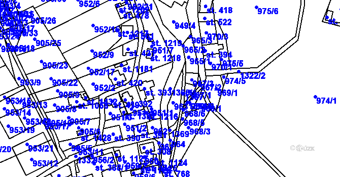 Parcela st. 1366/1 v KÚ Hejnice, Katastrální mapa