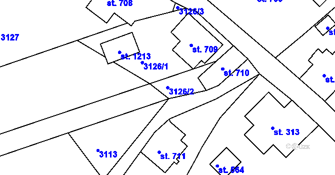 Parcela st. 3126/2 v KÚ Hejnice, Katastrální mapa