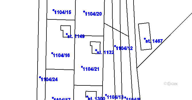 Parcela st. 1132 v KÚ Hejnice, Katastrální mapa