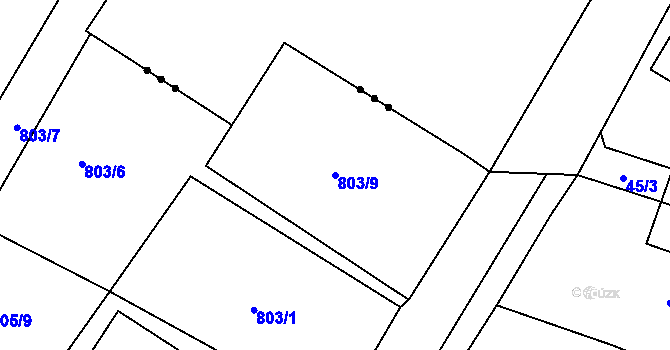 Parcela st. 803/9 v KÚ Hejnice, Katastrální mapa