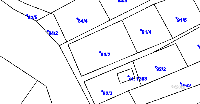 Parcela st. 91/2 v KÚ Hejnice, Katastrální mapa
