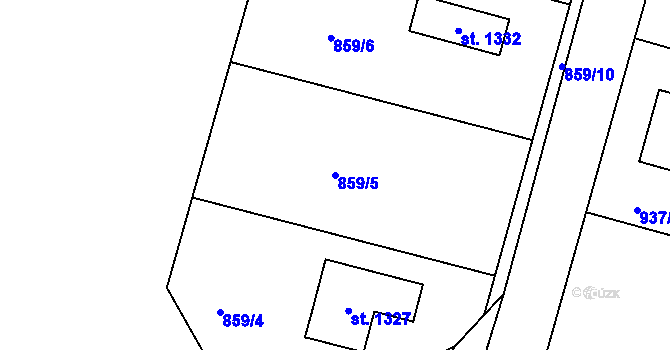 Parcela st. 859/5 v KÚ Hejnice, Katastrální mapa