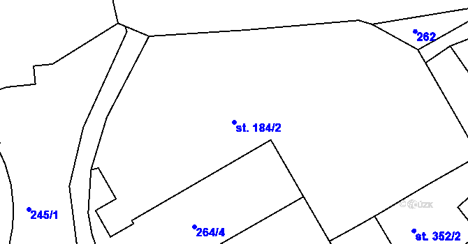 Parcela st. 184/2 v KÚ Hejnice, Katastrální mapa