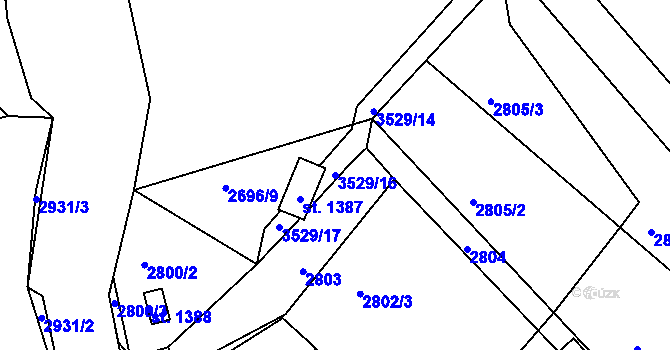 Parcela st. 3529/16 v KÚ Hejnice, Katastrální mapa