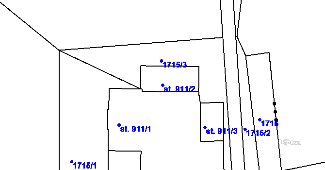 Parcela st. 911/2 v KÚ Hejnice, Katastrální mapa