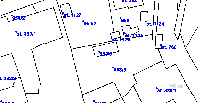Parcela st. 958/6 v KÚ Hejnice, Katastrální mapa