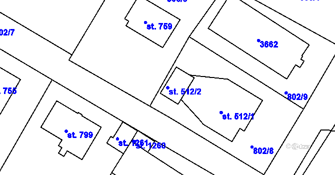 Parcela st. 512/2 v KÚ Hejnice, Katastrální mapa