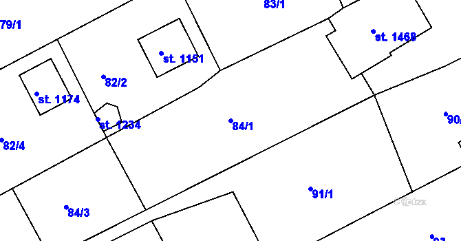 Parcela st. 84/1 v KÚ Hejnice, Katastrální mapa