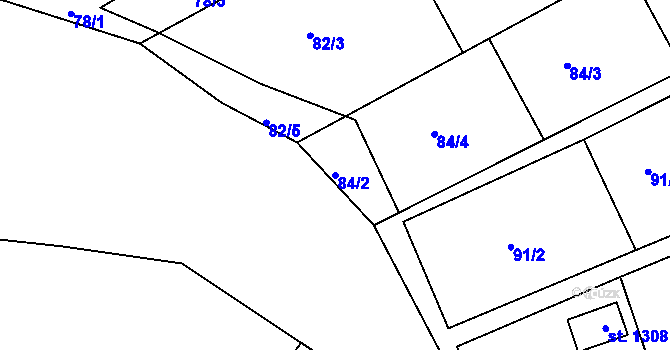 Parcela st. 84/2 v KÚ Hejnice, Katastrální mapa
