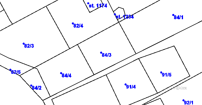 Parcela st. 84/3 v KÚ Hejnice, Katastrální mapa