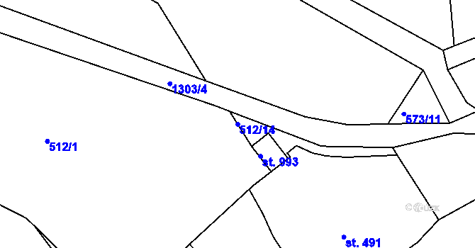 Parcela st. 512/14 v KÚ Hejnice, Katastrální mapa