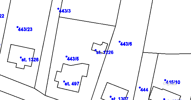 Parcela st. 1226 v KÚ Hejnice, Katastrální mapa