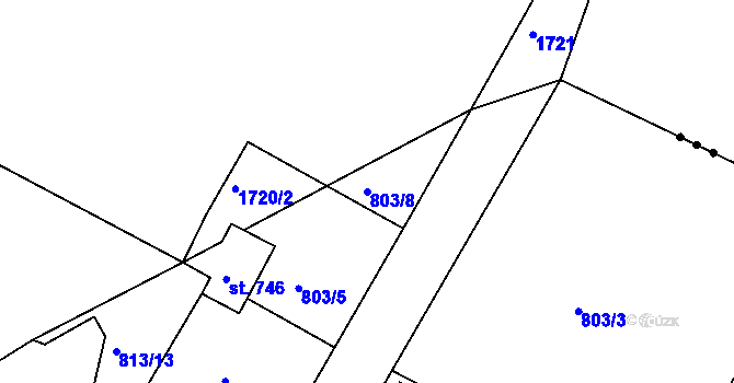 Parcela st. 803/8 v KÚ Hejnice, Katastrální mapa