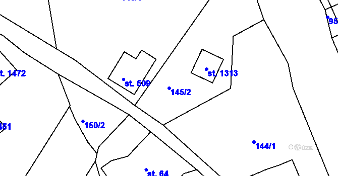 Parcela st. 145/2 v KÚ Hejnice, Katastrální mapa