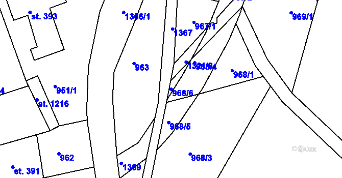 Parcela st. 968/6 v KÚ Hejnice, Katastrální mapa