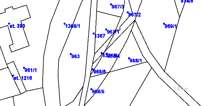Parcela st. 1321/8 v KÚ Hejnice, Katastrální mapa