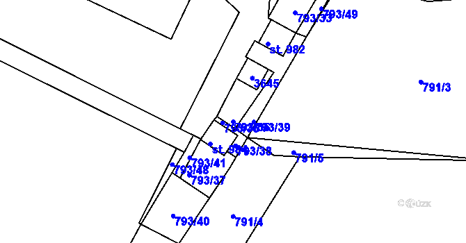 Parcela st. 793/35 v KÚ Hejnice, Katastrální mapa