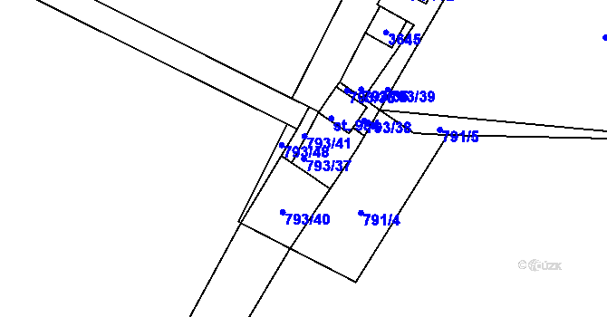 Parcela st. 793/37 v KÚ Hejnice, Katastrální mapa
