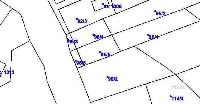 Parcela st. 95/5 v KÚ Hejnice, Katastrální mapa