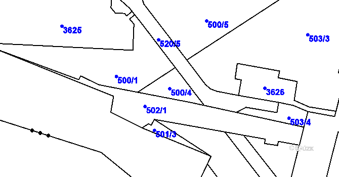 Parcela st. 500/4 v KÚ Hejnice, Katastrální mapa