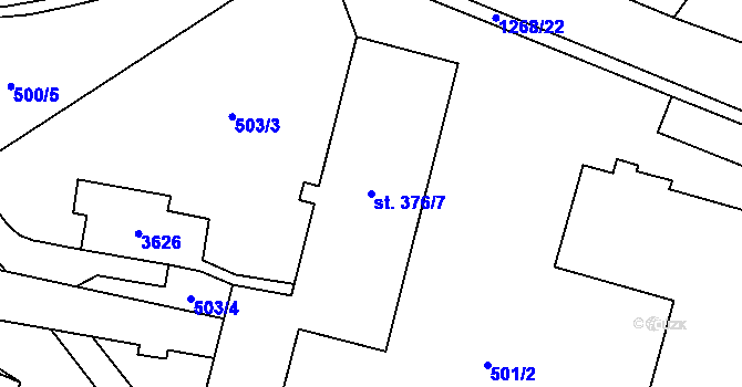 Parcela st. 376/7 v KÚ Hejnice, Katastrální mapa