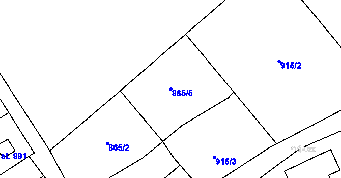 Parcela st. 865/5 v KÚ Hejnice, Katastrální mapa