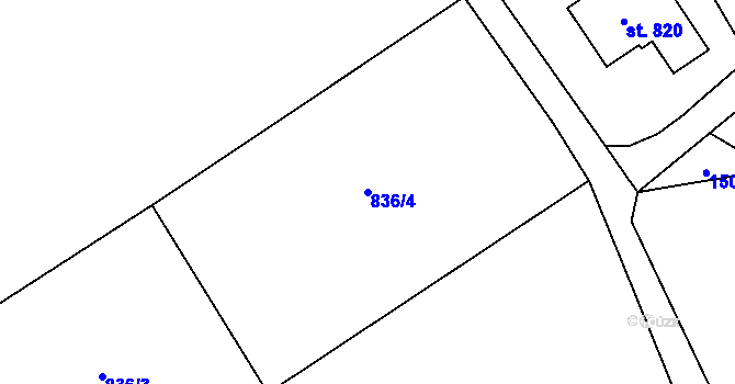 Parcela st. 836/4 v KÚ Hejnice, Katastrální mapa