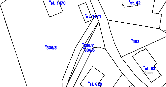 Parcela st. 836/7 v KÚ Hejnice, Katastrální mapa
